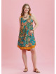 Front Pocket Detail Khaki Print Plus Size Sundress
