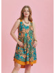 Front Pocket Detail Khaki Print Plus Size Sundress