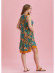 Front Pocket Detail Khaki Print Plus Size Sundress