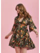 Frill Hem Tie Front Short Black Plus Size Dress