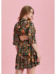 Frill Hem Tie Front Short Black Plus Size Dress