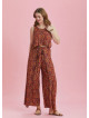 Ethnic Print Wrap Front Sleeveless Plus Size Overall
