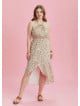Floral Patterned Halter Neck Plus Size Dress