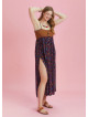 Strappy Button Back Orange Floral Slit Plus Size Dress