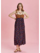 Strappy Button Back Orange Floral Slit Plus Size Dress