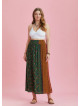 Green Elastic Waist Side Slit Plus Size Skirt