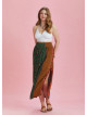 Green Elastic Waist Side Slit Plus Size Skirt