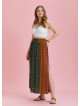 Green Elastic Waist Side Slit Plus Size Skirt