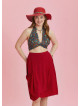 Oversize Pocket Detail Wrap Front Red Plus Size Skirt