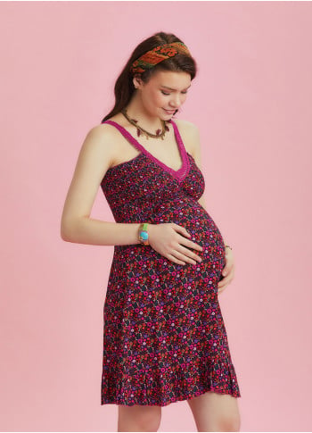 Frill Hem Gypsy Style Patterned Maternity Sundress