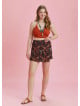 Boho Chic Wrap Front Black Floral Plus Size Skort