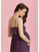 Strappy Button Back Pink Floral Slit Maternity Dress