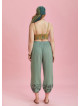 Rose Print Garnished Hem Detail Plus Size Pants