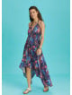 Backless Blue Print Handkerchief Dress