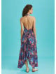 Backless Blue Print Handkerchief Dress