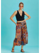 Front Pleat Detailed Women's African Pattern Capri Pants