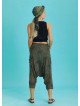 Khaki Patterned Elastic Waist Capri Harem Pants