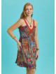 Oranj Patterned Lace Collar Strap Sundress