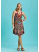 Oranj Patterned Lace Collar Strap Sundress
