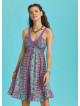 Pink Patterned Lace Collar Strap Sundress