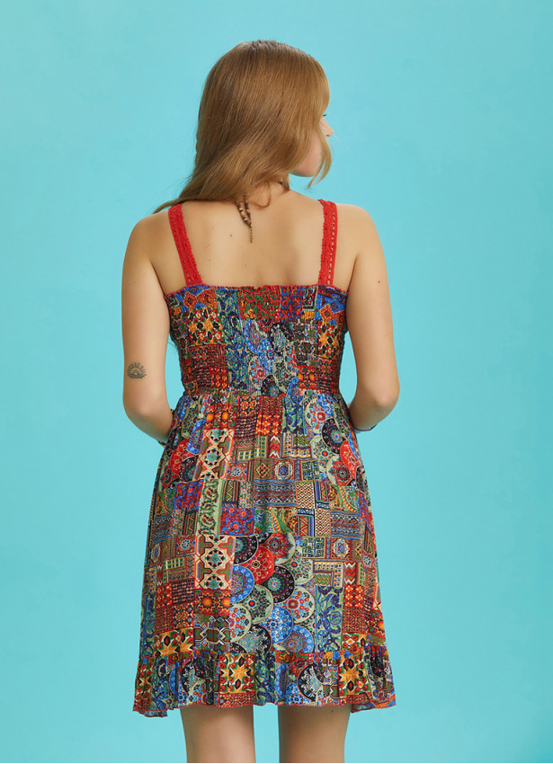 Frill Hem Gypsy Style Orange Maternity Sundress
