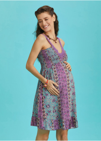 Frill Hem Gypsy Style Floral Maternity Sundress