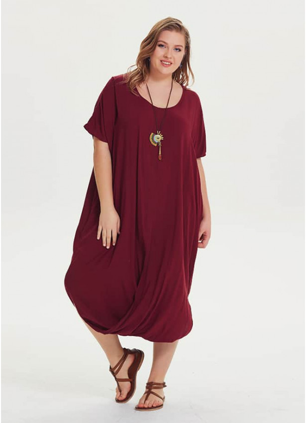 Wrap Hem Short Sleeve Plus Size Dress | Wholesale Boho Clothing