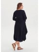 Oversized Pockets V Neck Plus Size Black Dress