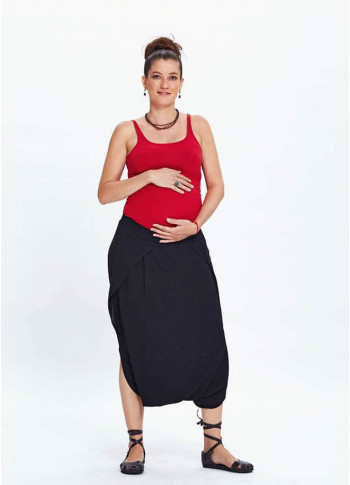 Pull On Elastic Waist Black Maternity Culottes