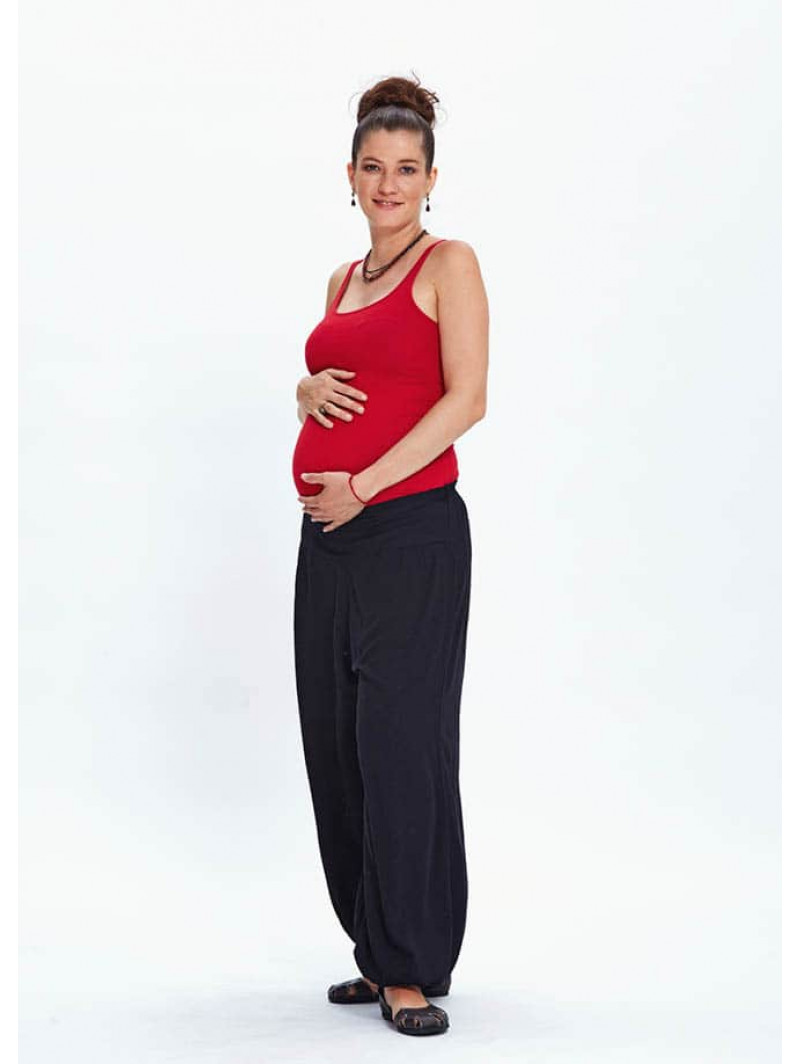 Elastic Waist Elastic Hem Black Maternity Pants