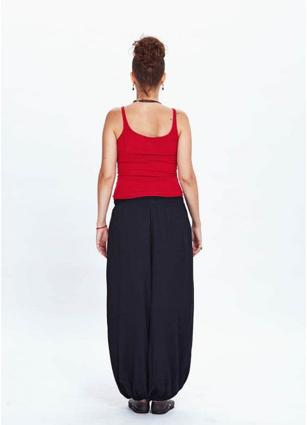 Elastic Waist Elastic Hem Black Maternity Pants