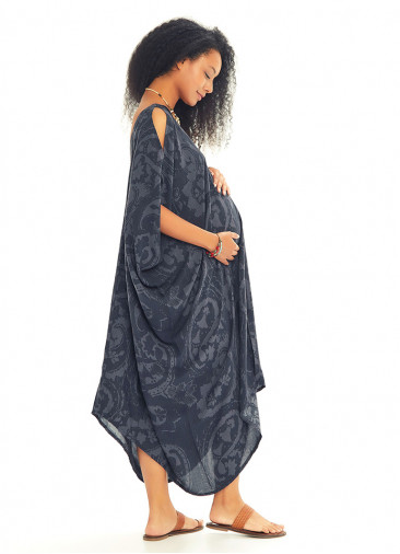 Blue Print Wholelsale Boho Maternity Dress