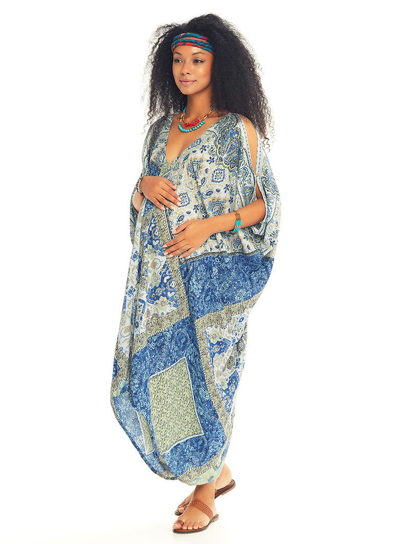 Blue Print Wholelsale Boho Maternity Dress