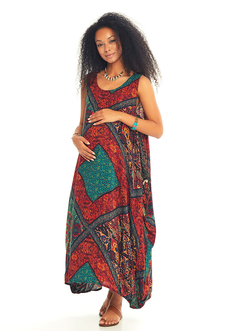 boho maternity maxi dress Momyknows Boho Lace Off Shoulder Lace Tassel Crop 2-in-1 Side Slit Ruffle Photoshoot Maternity Maxi Dress Apricot / XL main image 0