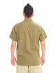 Half Sleeve Striped Khaki Men's Cotton Shirt