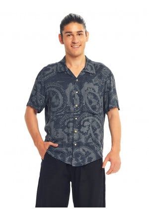 Gray Patterned Comfortable Fit Men's Shirt
