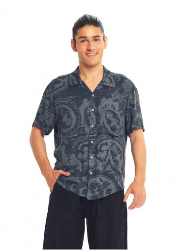Gray Patterned Comfortable Fit Men's Shirt