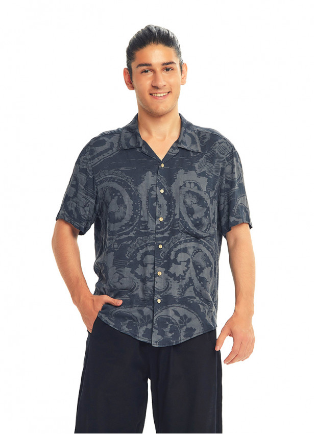 Gray Patterned Comfortable Fit Men's Shirt