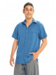 Half Sleeve Striped Cotton Button Down Men's Shirt