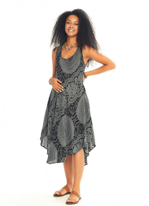 Scoop Neck Printed Maternity Umbrella Dress