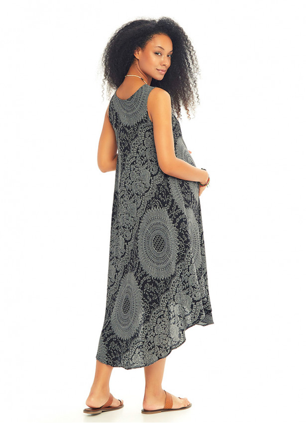 Scoop Neck Printed Maternity Umbrella Dress