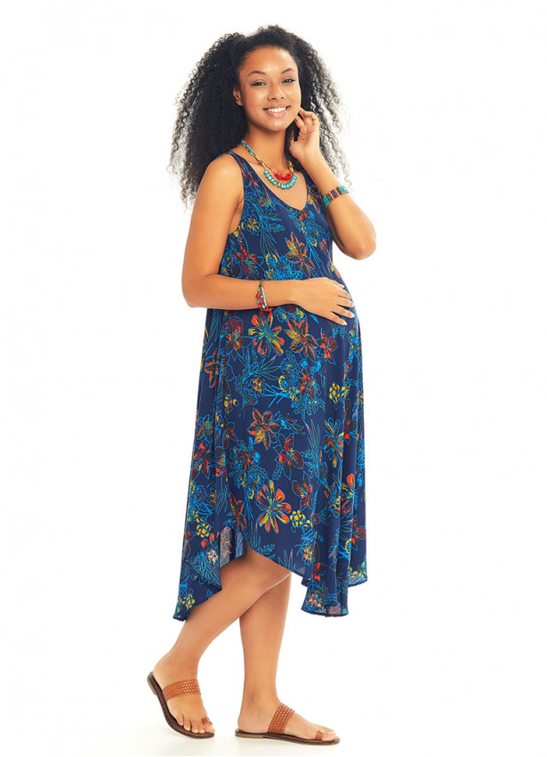 Scoop Neck Floral Print Maternity Sundress
