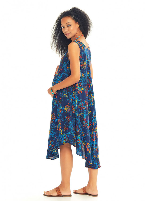 Scoop Neck Floral Print Maternity Sundress
