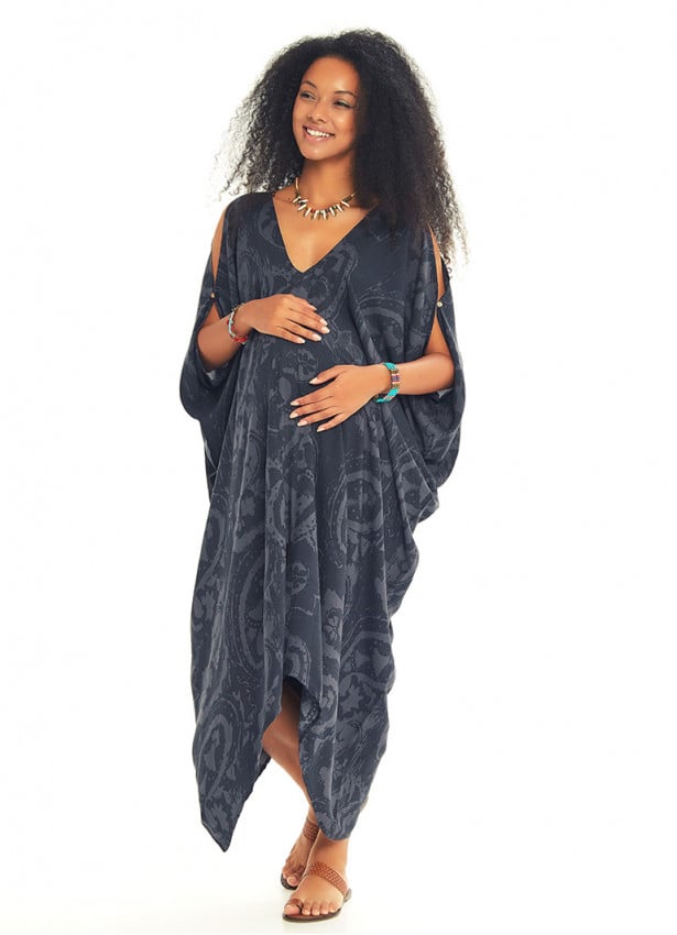 Deep V Neckline Paisley Print Maternity Dress