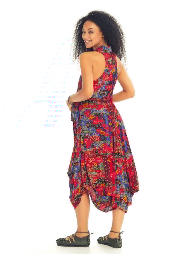 Oversized Pocket Shirt Collar Long Boho Maternity Dress