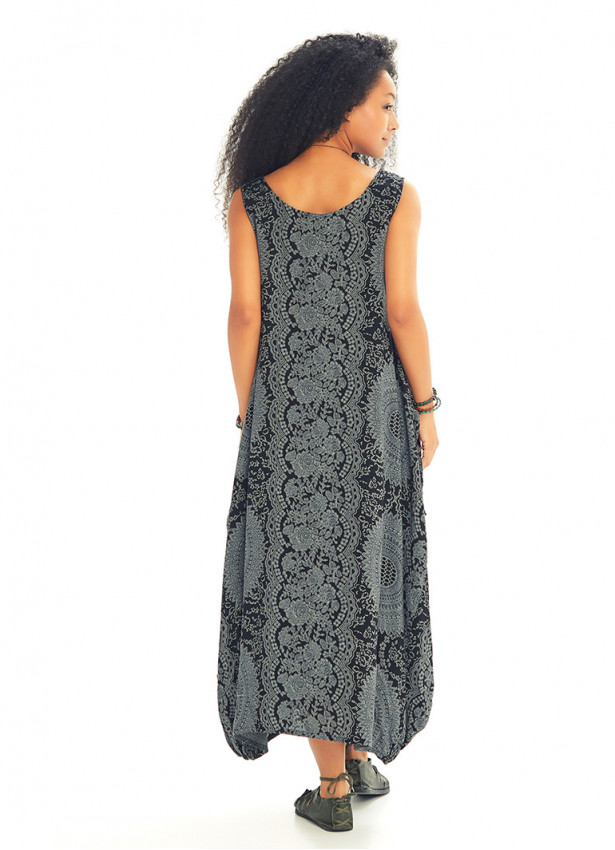 Scoop Neck Loose Fit Printed Maternity Maxi Dress
