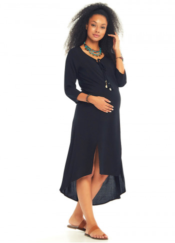 Boat Neck Maternity Black Tunic Dress