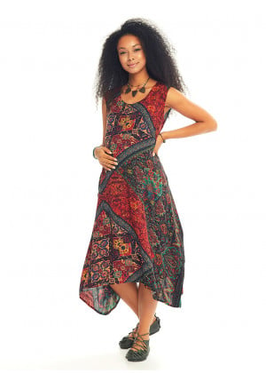 Ethnic Print Bohemian Style Maternity Wholesale Wrap Dress