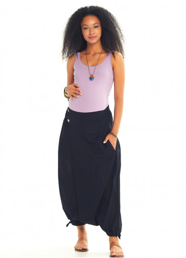 Elastic Waist Wrap Front Wholesale Gypsy Style Black Harem Maternity Pants