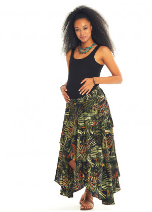 Ethnic Patterned Bohemian Khaki Authentic Maternity Skirt
